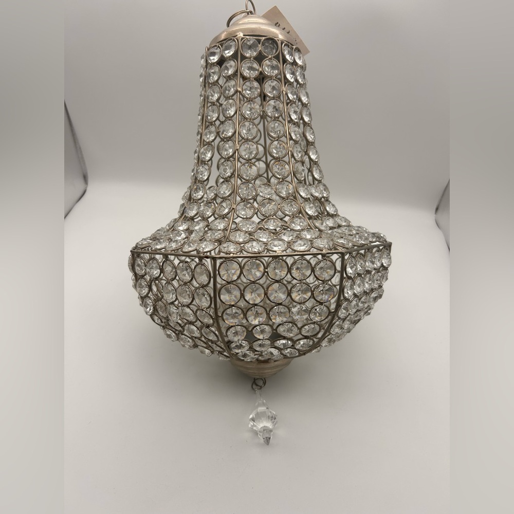 Crystal Beaded Hanging Candle Holder – Elegant Decorative Lantern Hollywood
